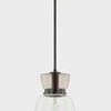 Elodie Pendant with visible ceiling mount and longer suspension rod against a grey background
