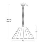 Technical line drawing of Allison Pendant with dimensions showing 24 inch width and adjustable 18 to 90 inch hanging length