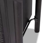 Metal hardware bracket supporting and attaching the dowel legs to the main console frame.