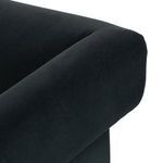 Repeat of sofa angled perspective emphasizing plush cushions and solid wood frame