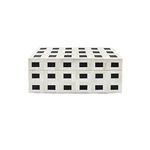 Rectangular Jordon Box in white resin with black square pattern for modern storage solutions