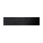 Overhead view of the rectangular tabletop highlighting black finish and plank layout