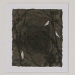 Close-up front view highlighting the dark abstract forest branches and white birds within the painting