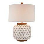 Product Image 1 for Woven Ceramic Table Lamp In White And Wood Tone from Elk Home