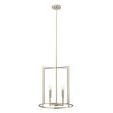 Tall cylindrical 4-light pendant chandelier in brushed nickel with mixed sharp and round angles