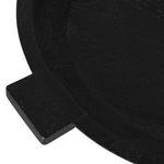 Textured handle detail with visible wood grain on sandblasted black bowl edge