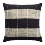 Back view of pillow with continuous geometric diamond embroidery and black natural color blocks