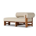 Malta Faye Sand Outdoor Right Chaise with beige rounded cushions and solid FSC-certified teak frame