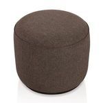 Sinclair Outdoor Ottoman top-down view showcasing smooth rounded edge and brown upholstery texture