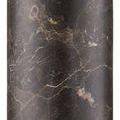 Close-up of marble base showing beige and tan swirling veining on coffee brown background