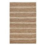 Barcelona hand-woven area rug in natural jute with white horizontal stripes and textured surface