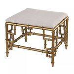 Product Image 1 for Stool With Bamboo Frame In Gold Leaf And Linen Seat from Elk Home
