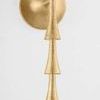 Vails Gate wall sconce in vintage gold leaf with stacked flared trumpet forms and fluted texture on a round backplate