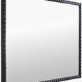 Angled side view of rectangular black beaded pine wood frame highlighting depth and texture