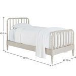 Jennifer Twin Bed with dimensions overlay showing height 45.5 in, length 80 in, width 42.75 in