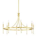 Gates 8 Light Chandelier with gold steel frame, circular design, and eight candle-style bulbs