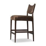 Jayla counter stool angled from opposite side emphasizing clean lines of frame and leather upholstery