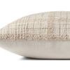 Side view showing thickness and beige back fabric of Fern Ivory Beige pillow