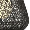 Close-up of Osbert Black Pendant's black twine layers with visible metal frame and inner light diffuser