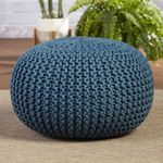 Product Image 3 for Asilah Indoor/ Outdoor Solid Blue Round Pouf from Jaipur 