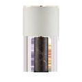 Vespera Brown Table Lamp with white fabric drum shade replacing beige shade