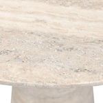 Close-up of textured sandy grey cast concrete tabletop surface with visible grain and veining