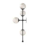 Side view of Armstrong 4 L Sconce emphasizing round wall mount and sphere projections