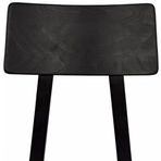 Close-up top view of black wooden backrest showing subtle wood grain pattern