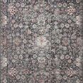 Traditional rug with a charcoal and rust color palette featuring intricate vintage-inspired floral and medallion patterns