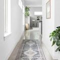 Skye Charcoal Multi Rug in hallway setting showing runner size and soft polished floor contrast