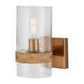 Sudeley Wall Sconce side view showing gold square wallplate and textured band on glass shade