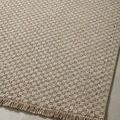 Close-up angled view highlighting the fringe and woven checkered surface texture