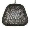 Close-up of black twine wrapping the pendant design with visible metal ring structure inside
