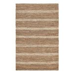Hand-woven Barcelona area rug with natural jute fibers in brown and white horizontal stripes pattern