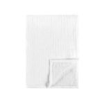 White TC Linen Cotton Blend Throw Blanket with soft textured linen blend surface and fluffy sherpa backing visible
