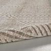 rolled edge of rug highlighting thickness and textured geometric design