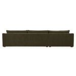 Rear view of Farrow Sectional displaying fully wrapped cedar green upholstery and clean back silhouette