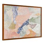 Angled view showing depth of textured paint and wood grain frame of Esti painting
