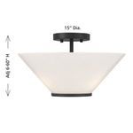 Product dimensions graphic showing 15-inch diameter and adjustable height from 6 to 60 inches