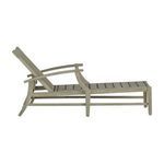 Fully reclined Croquet Teak Chaise with white cushions extending from backrest to footrest