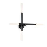 Cass Sconce with intersecting black metal arms and frosted acrylic diffused light covers