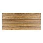 Top view focused on wide elm planks of tabletop with natural grain distinctiveness