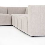 Langham six-piece sectional sofa in neutral sandstone fabric with left-facing chaise and wide channeling