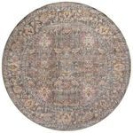 Round version of the multi color traditional rug with floral and medallion motifs in softened muted shades