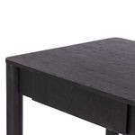 Open drawer with black wood interior and side drawer mechanism