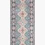 Runner version of Skye Turquoise Terracotta Rug showing elongated diamond medallion pattern and floral border