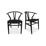 Set of two black Ventana dining chairs shown angled front and side view