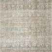 Ornate distressed traditional style rug with muted grey, beige, and subtle warm tones in a soft, faded pattern