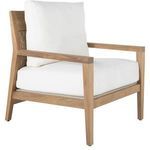 Savannah Natural Teak Lounge chair front angle with white cushions