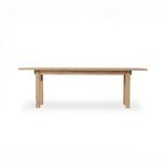 Angled side view highlighting thickness of tabletop and leg surface texture
